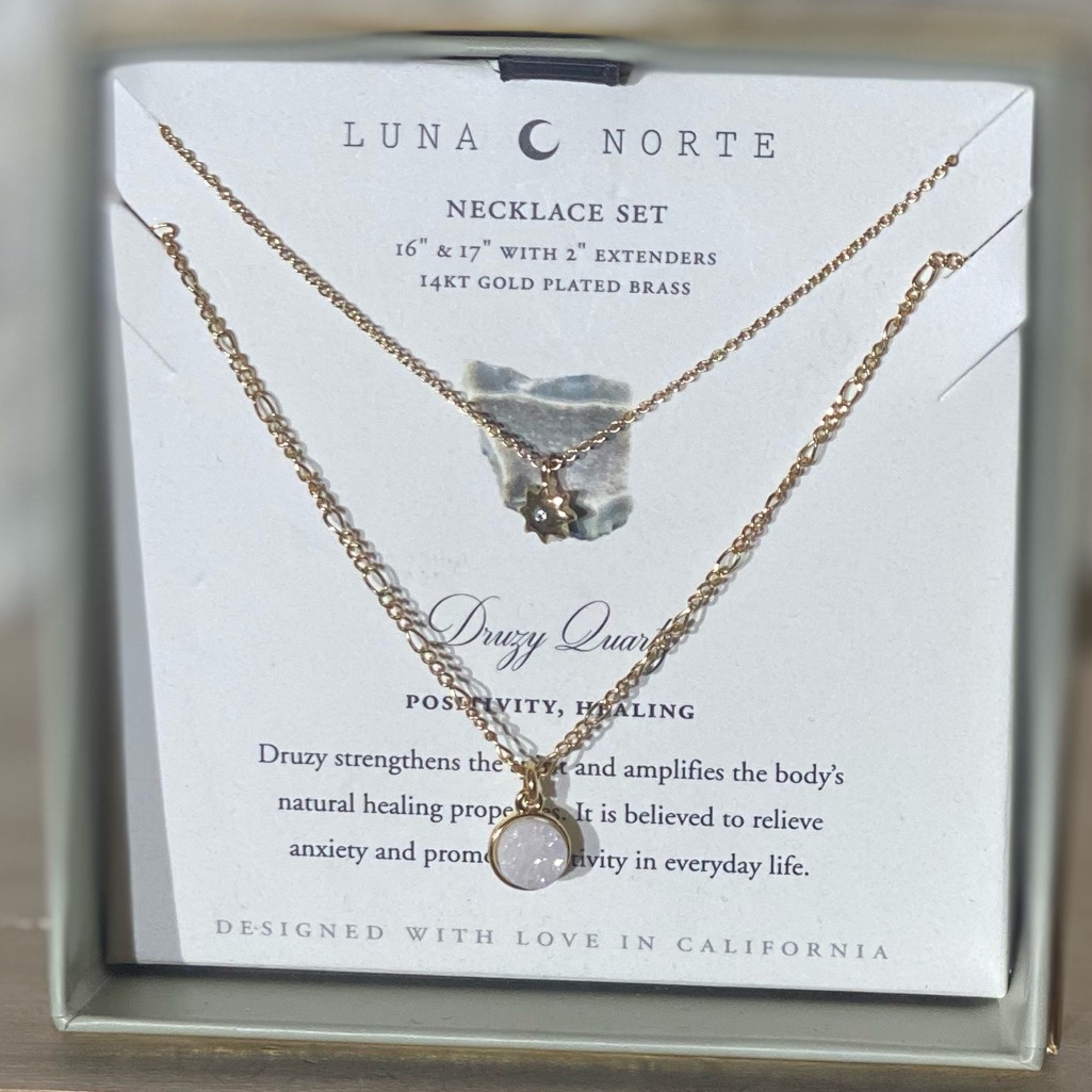 Luna Norte Druzy Quartz Necklace Set 40$